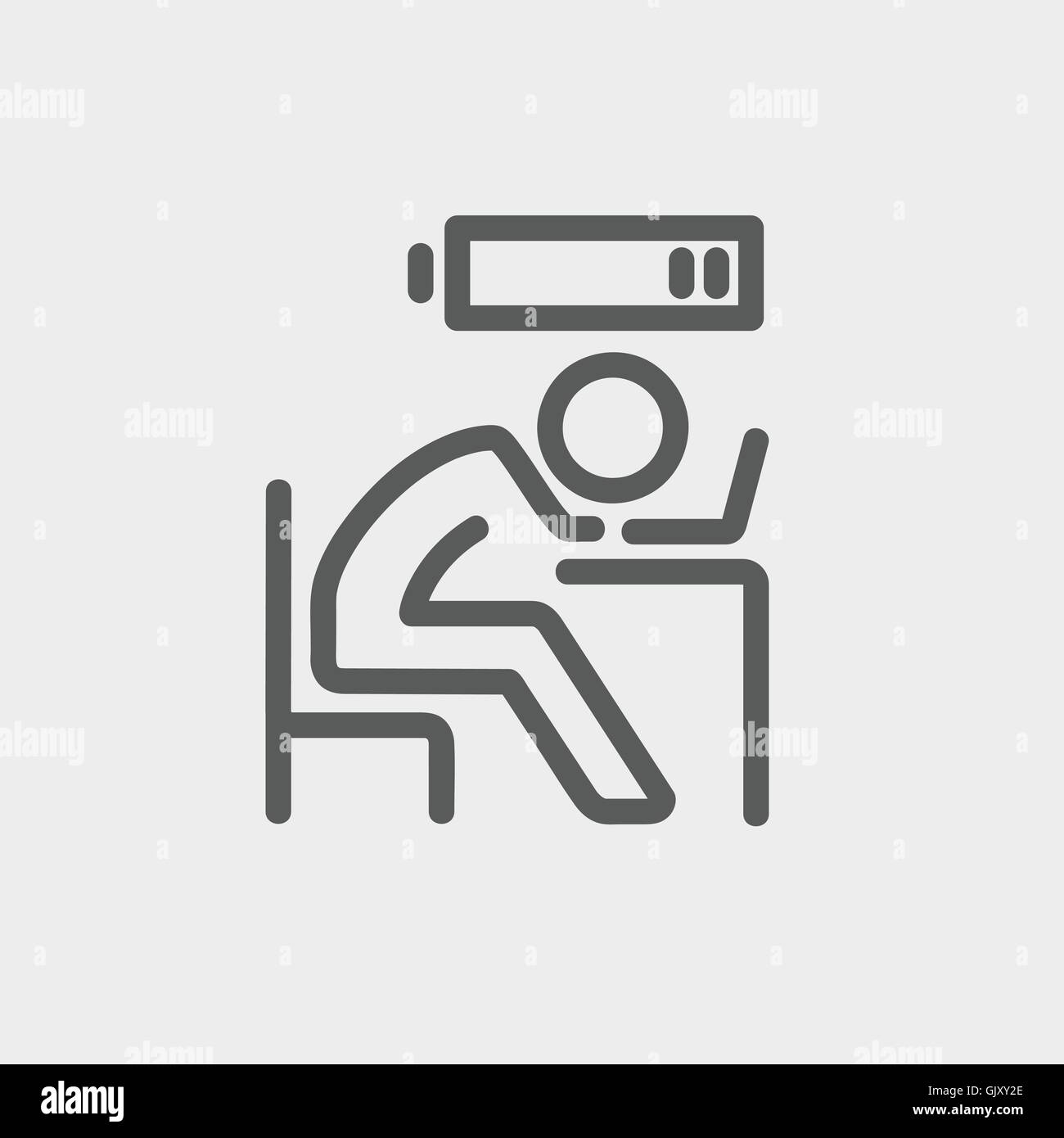 Businessman in low power thin line icon Stock Vector