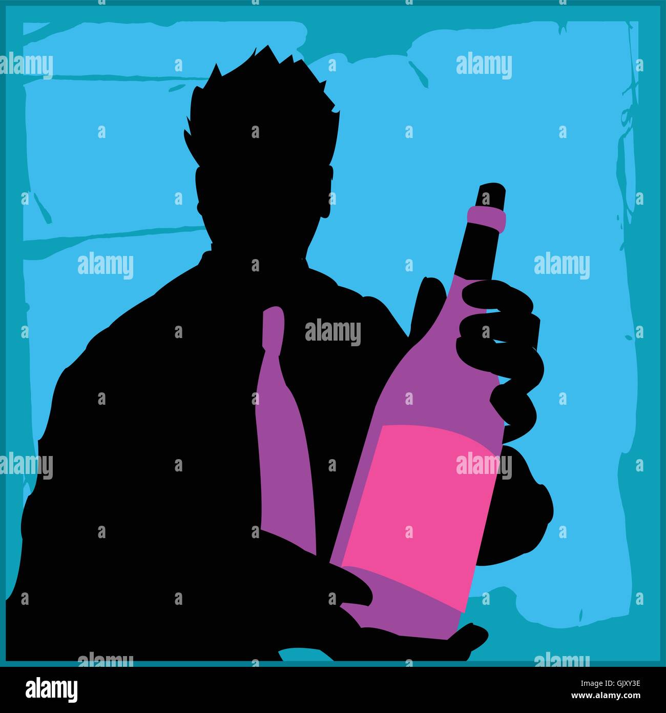 Man Holding Wine Bottle Stock Vector