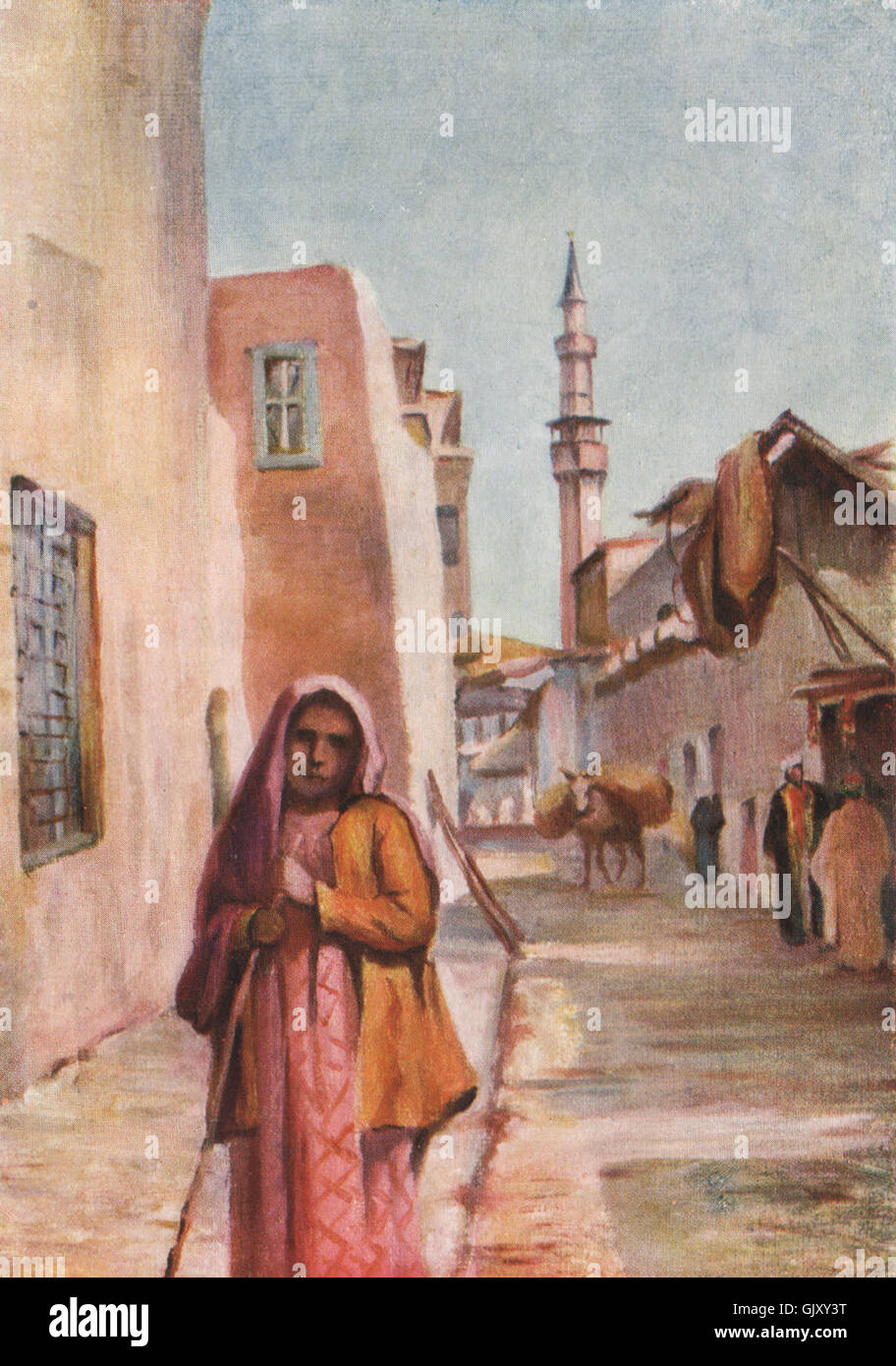 'At Salehîyeh' by Margaret Thomas. Syria, antique print 1908 Stock Photo
