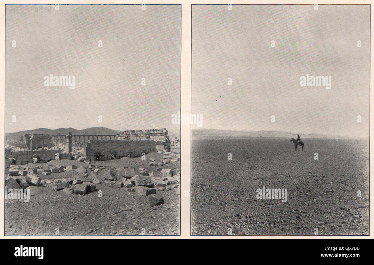 'The Serai, Palmyra; The Quarries, Palmyra'. Syria, antique print 1908 Stock Photo