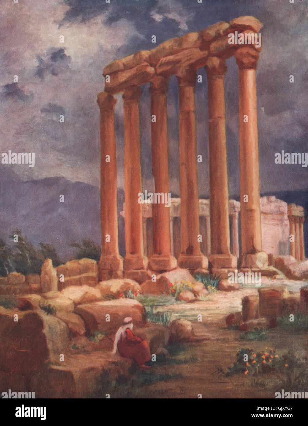 The Temple of Jupiter, Baalbek - another view' by Margaret Thomas. Lebanon, 1908 Stock Photo