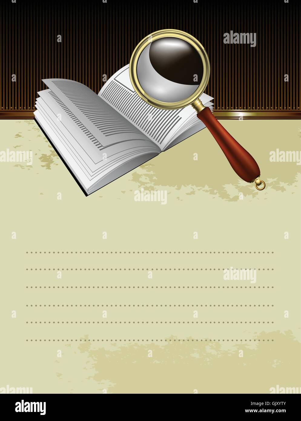book with magnifying glass background Stock Vector Image & Art - Alamy