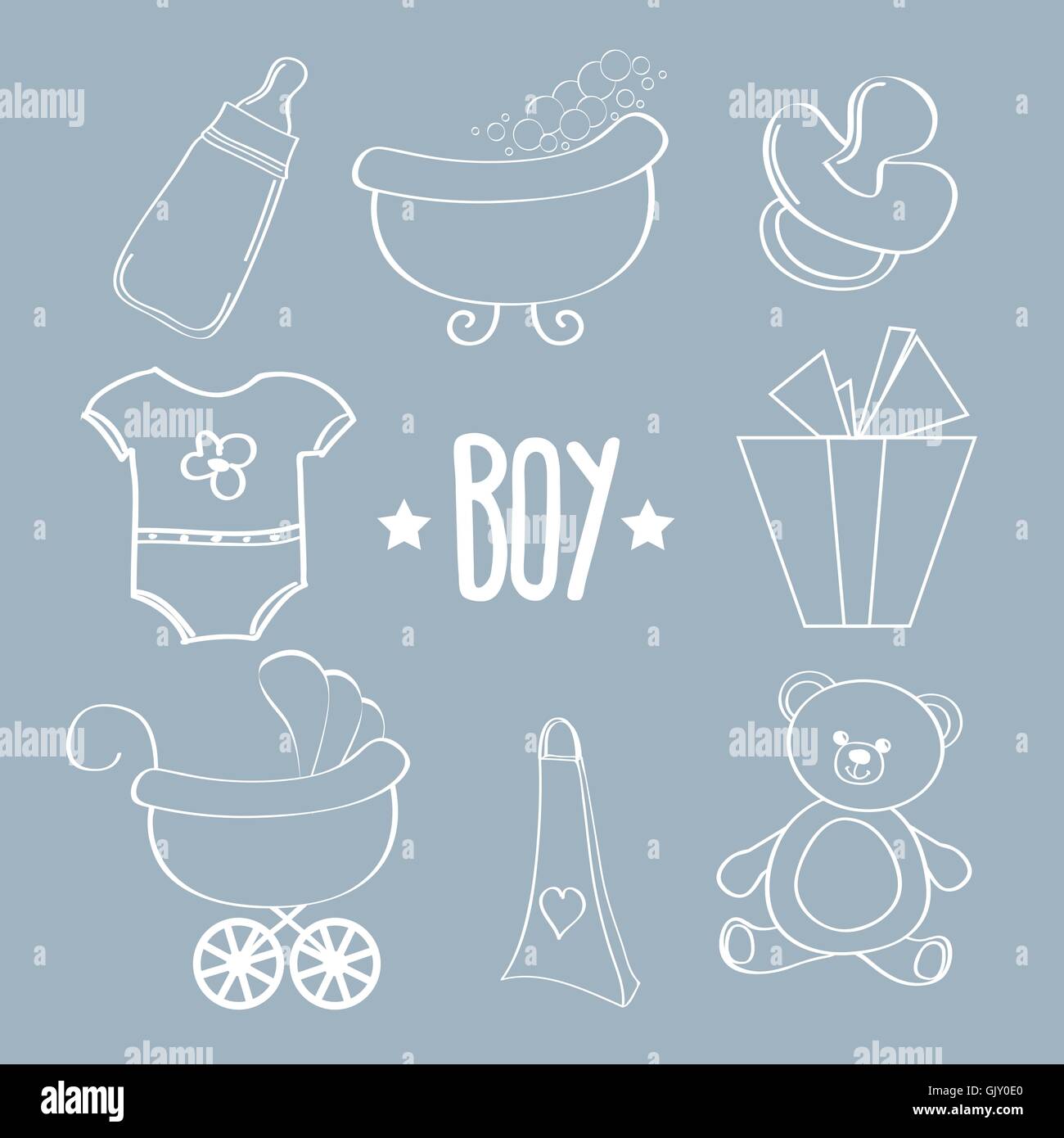 Linear baby boy items set Stock Vector Image & Art Alamy