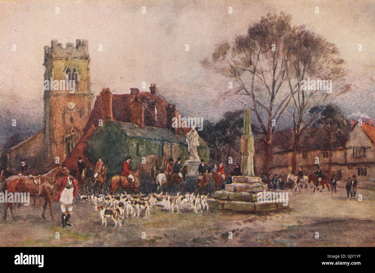 Warwick/' by Frederick Whitehead /'Hayfield Warwickshire 1906 old print