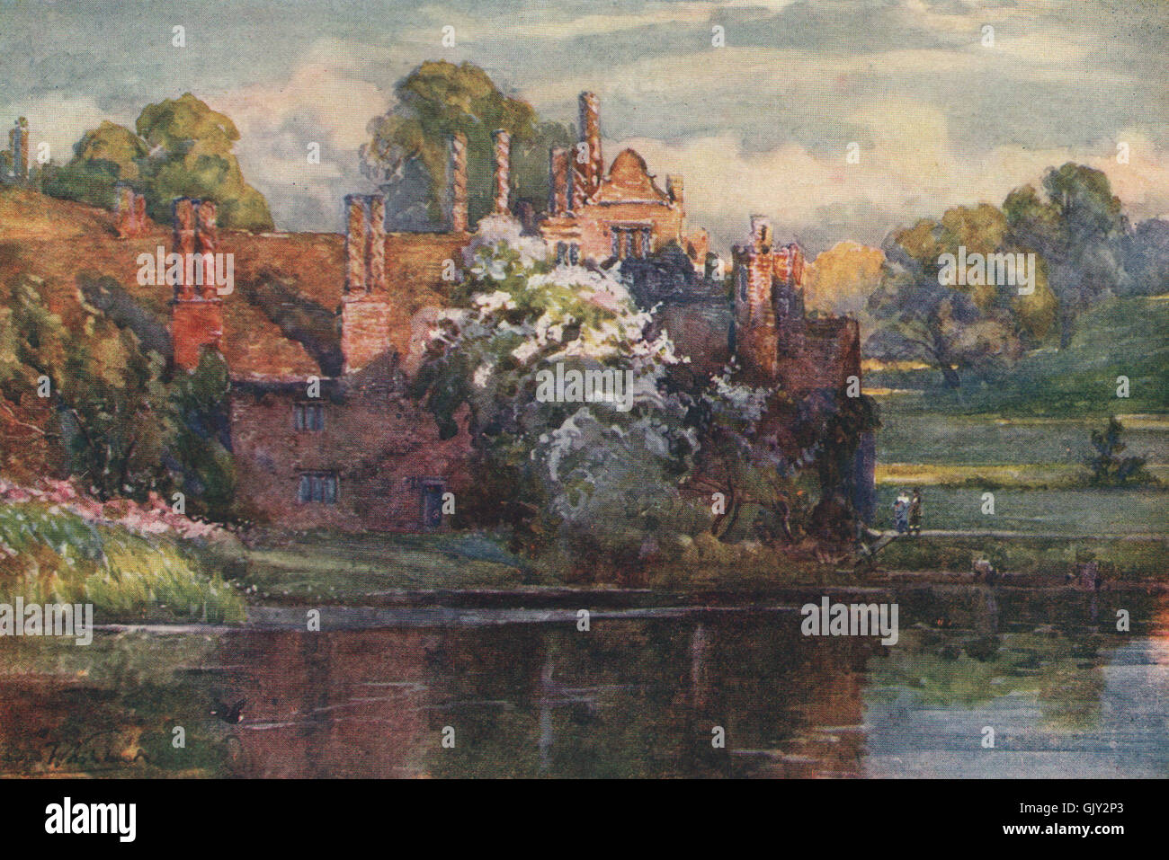 Warwick/' by Frederick Whitehead /'Hayfield Warwickshire 1906 old print