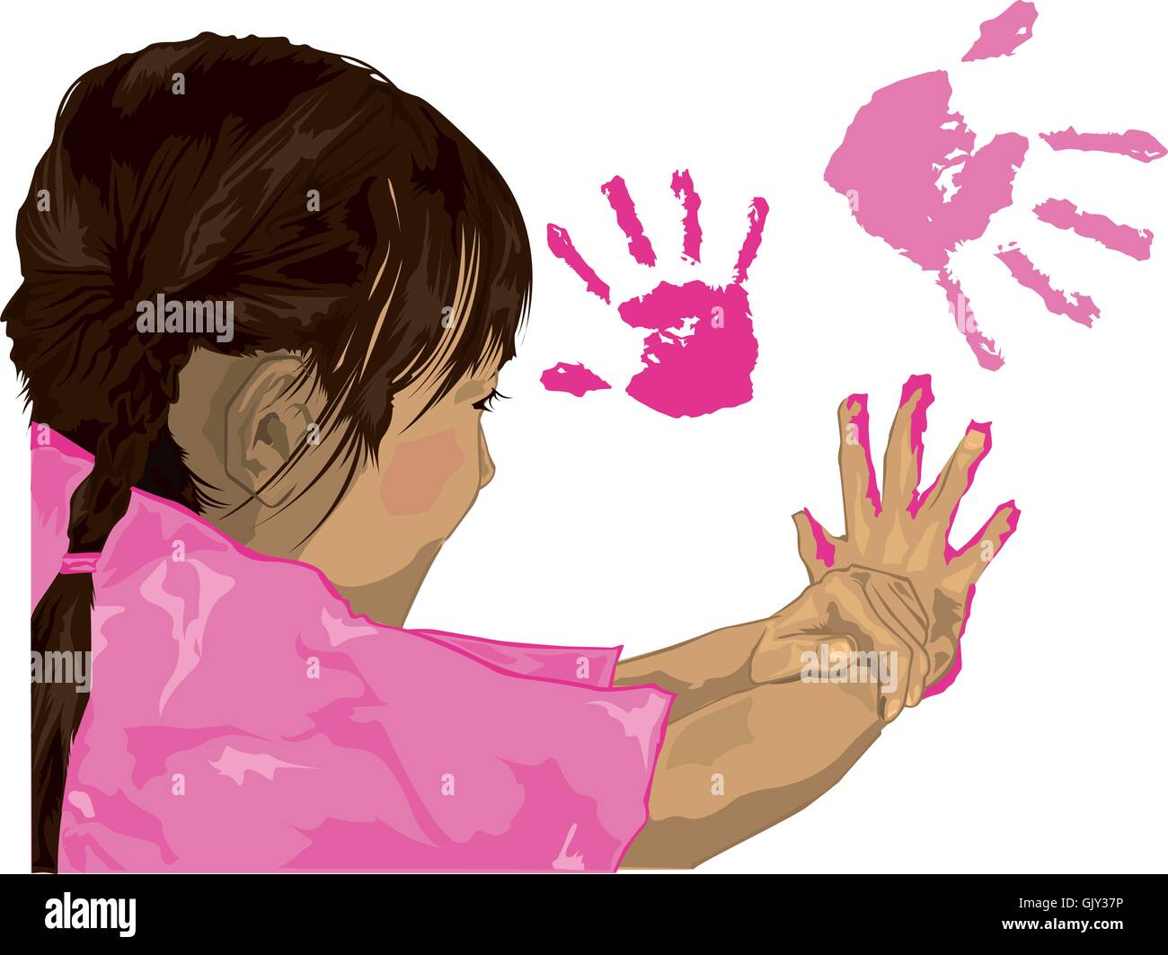Girl Finger Painting Stock Vector