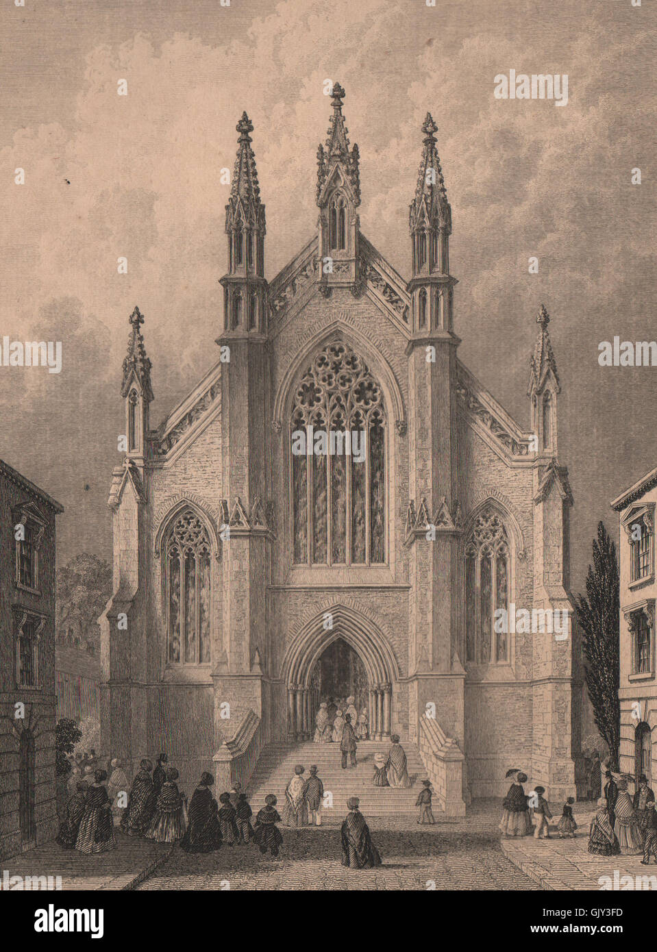 SOUTHAMPTON. New Wesleyan Chapel. BRANNON, antique print 1853 Stock Photo