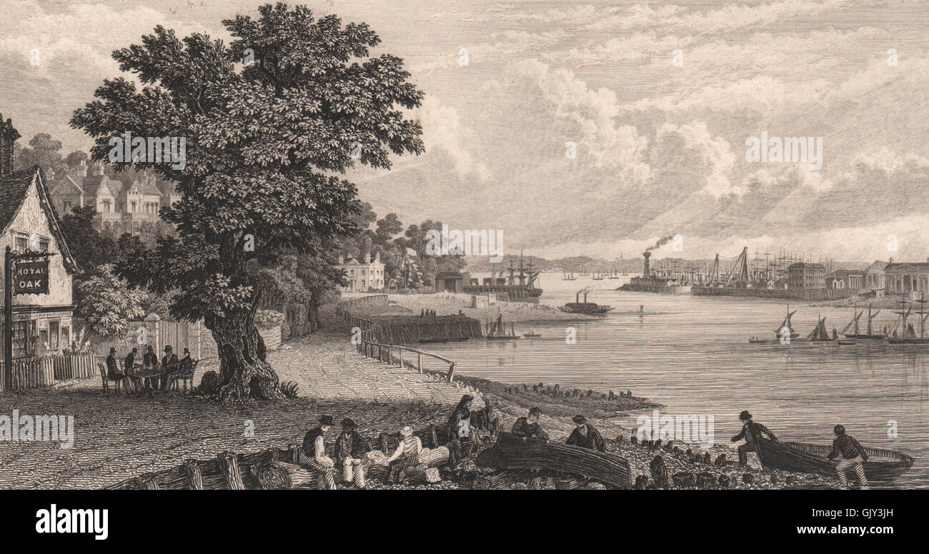 SOUTHAMPTON. The River Itchen. BRANNON, antique print 1853 Stock Photo