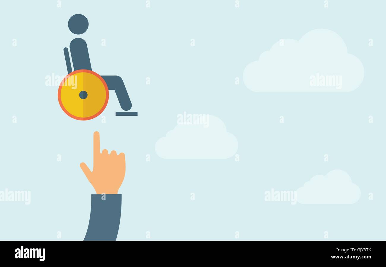Hand pointing to a man in wheelchair icon Stock Vector Image & Art - Alamy