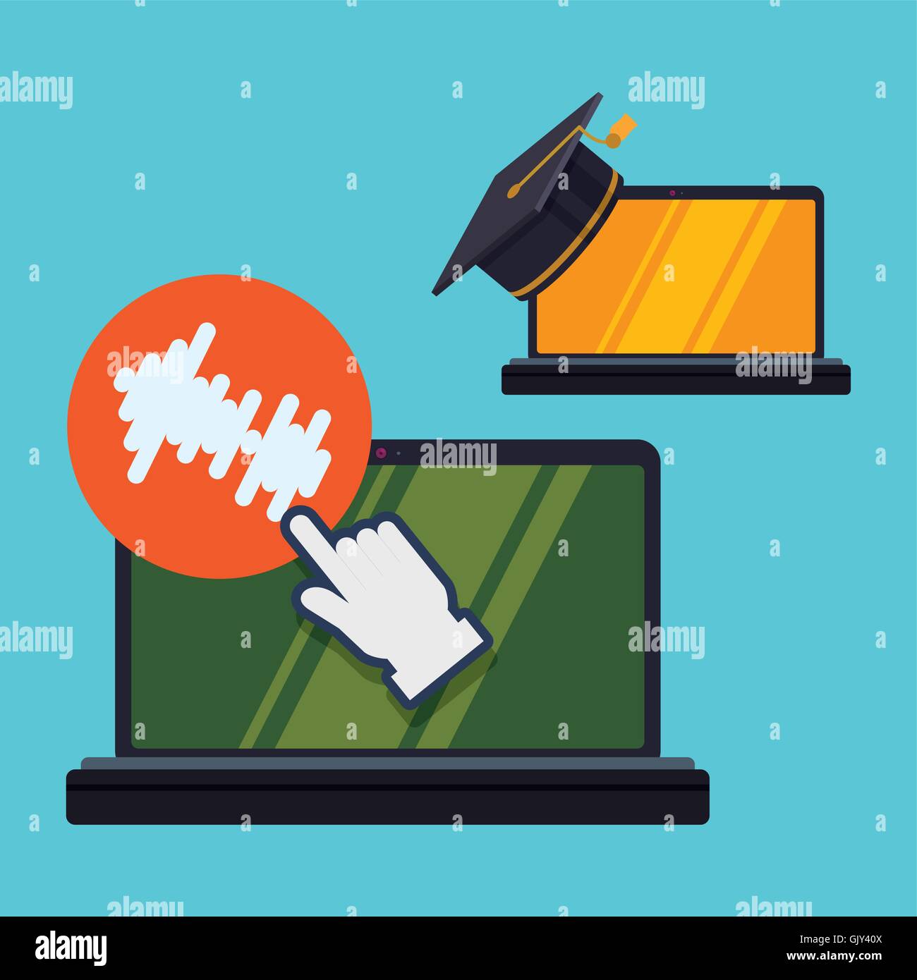 E-learning design. Education icon. Isolated illustration , vector Stock ...