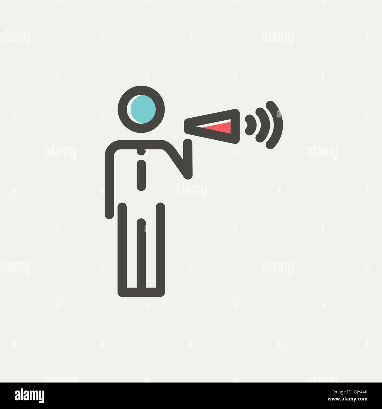 Man with megaphone thin line icon Stock Vector