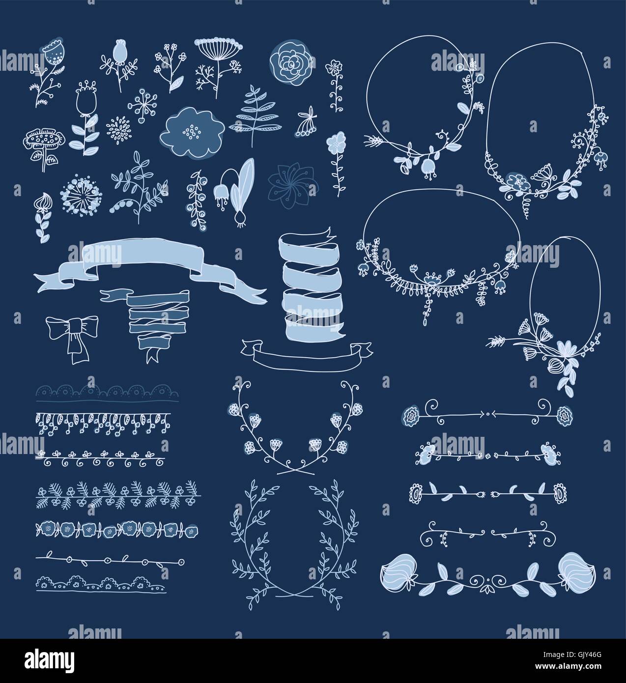 Big set of floral graphic design elements Stock Vector Image & Art - Alamy