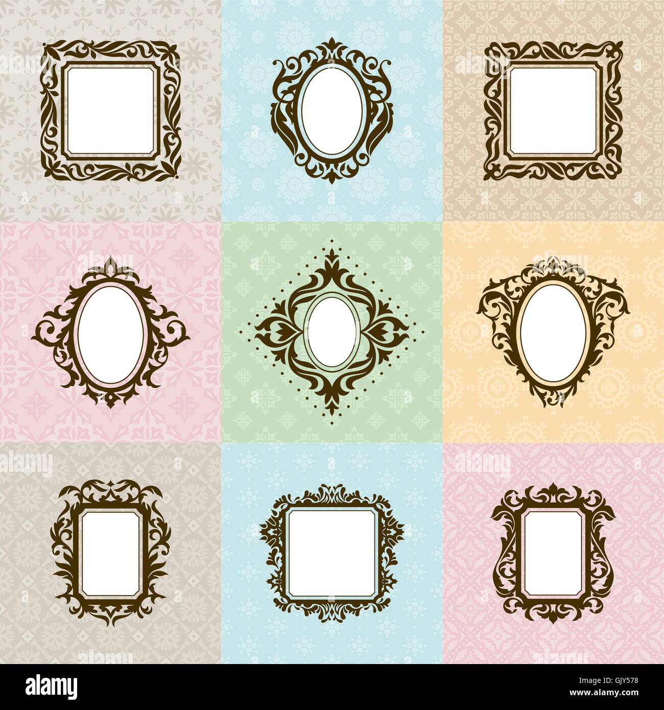 Set of vintage frames vector illustration Stock Vector Image & Art Alamy