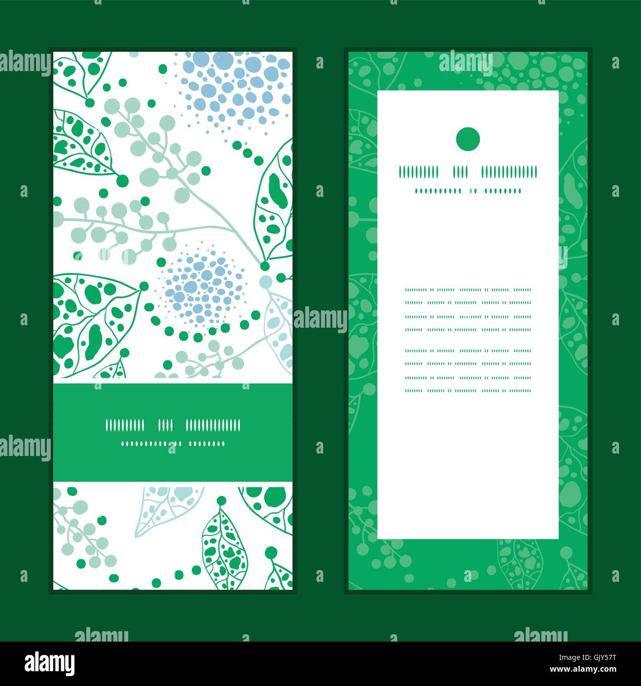 Vector abstract blue and green leaves vertical frame pattern invitation ...