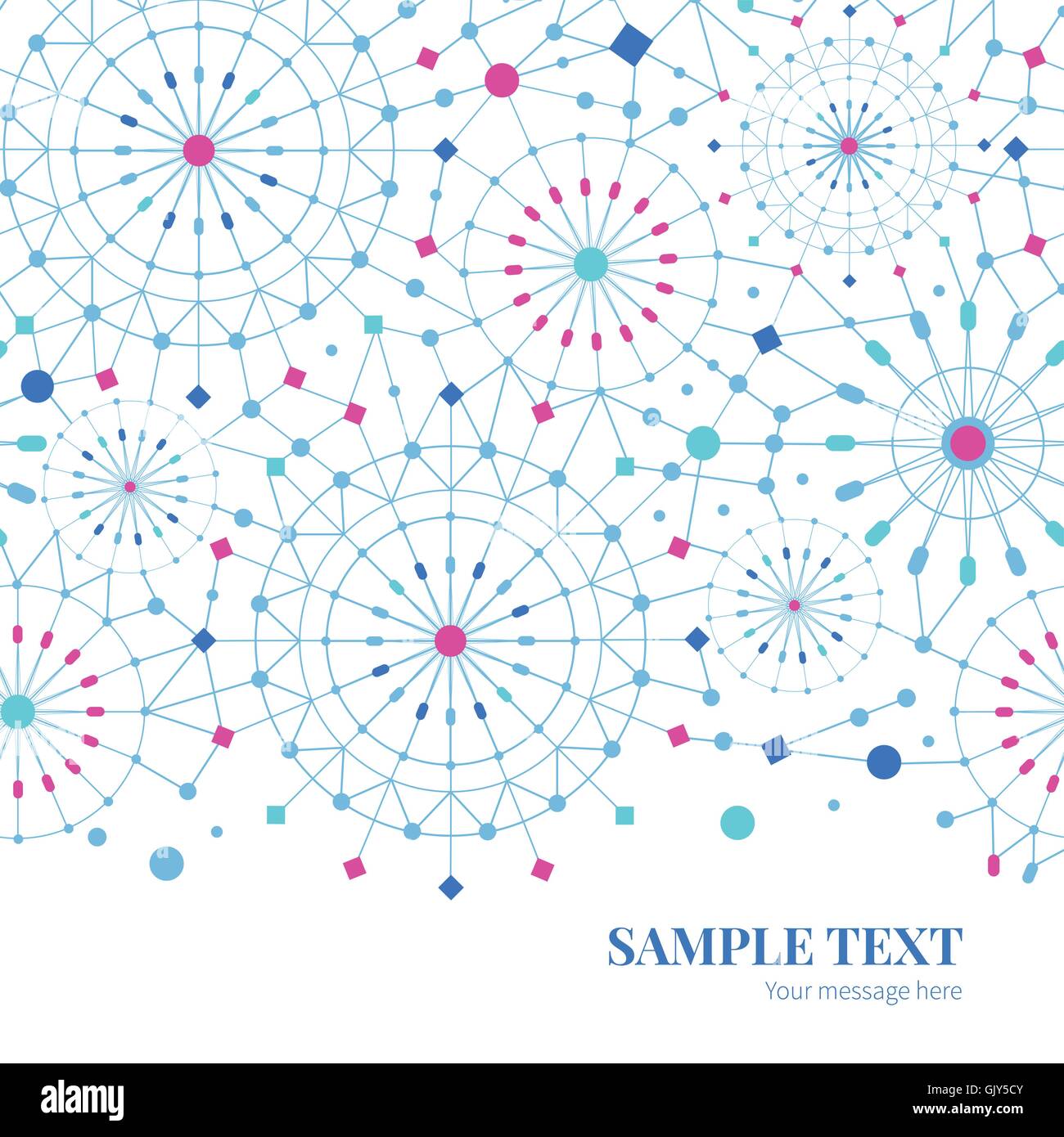 Vector blue abstract line art circles horizontal border card template ...