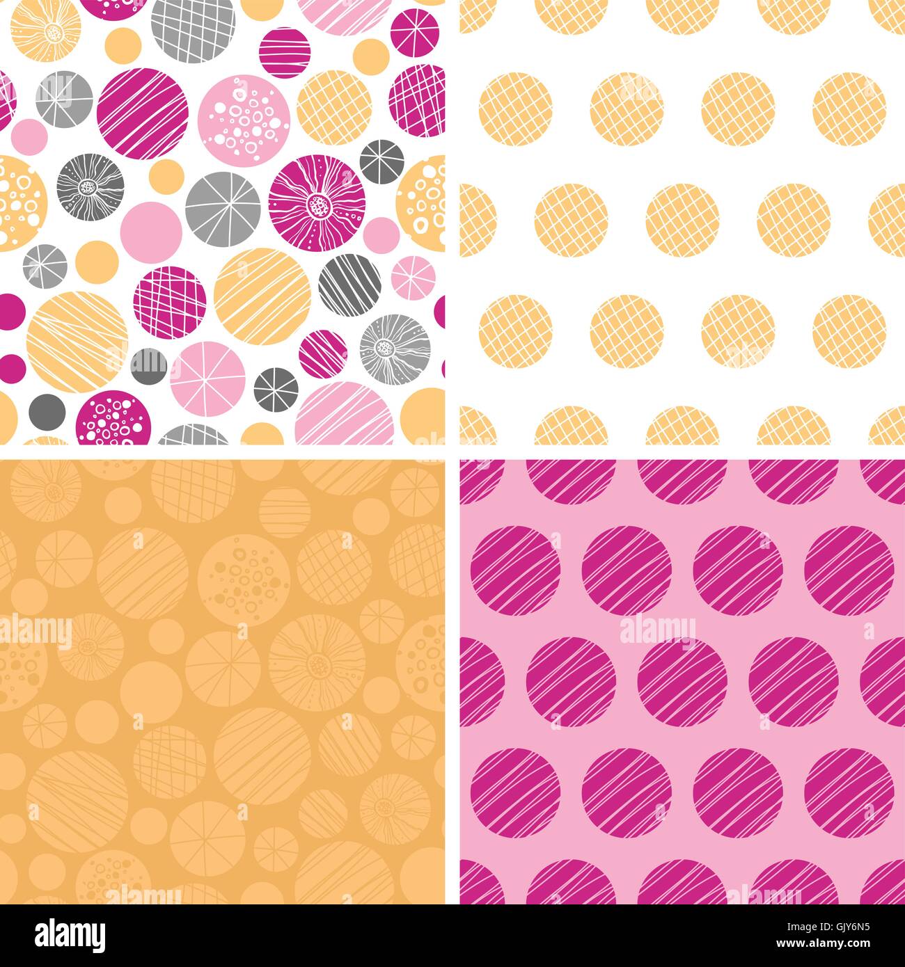 Vector abstract textured bubbles set of four marching repeating Stock Vector