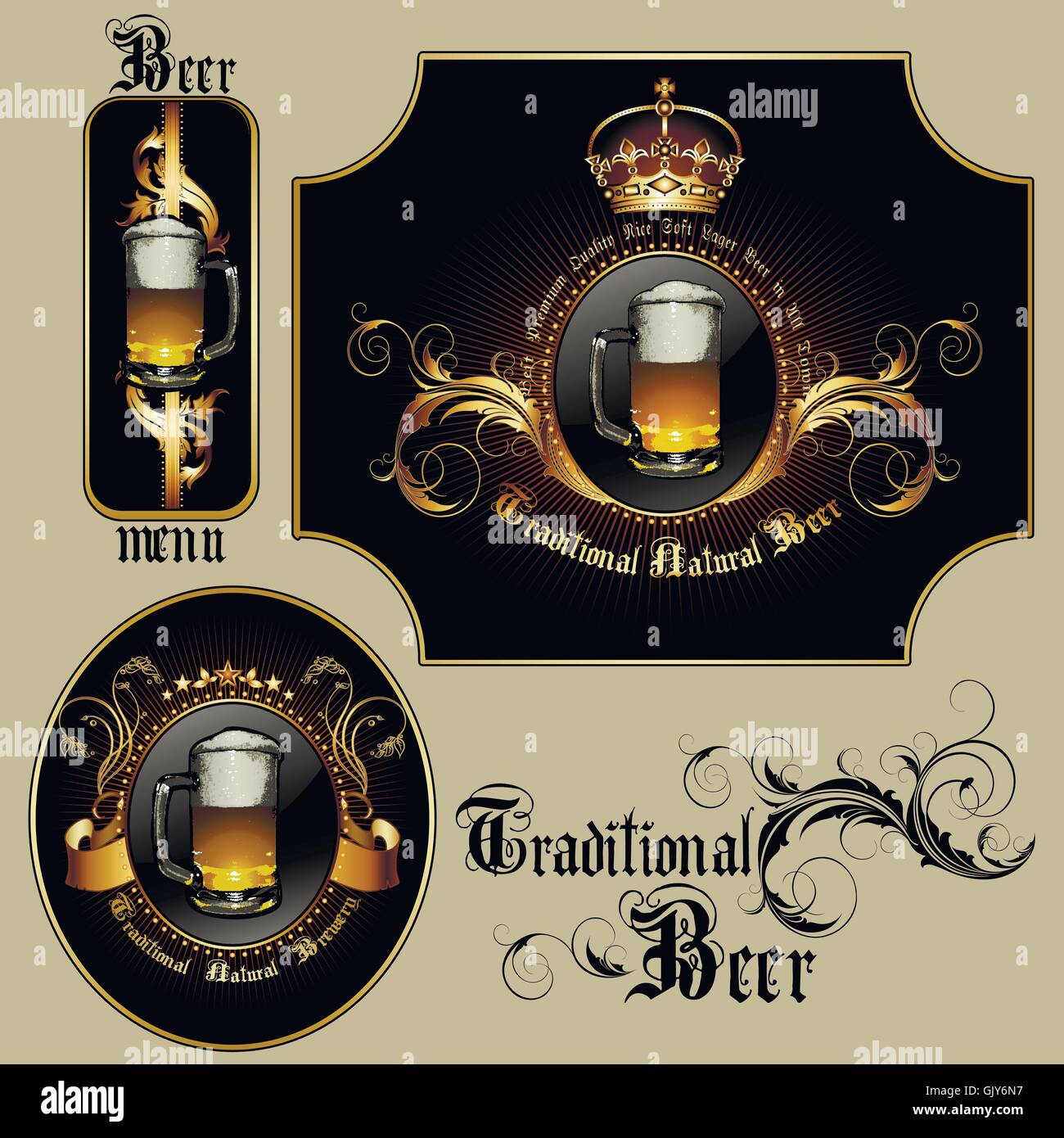 set of beer elements Stock Vector Image & Art - Alamy
