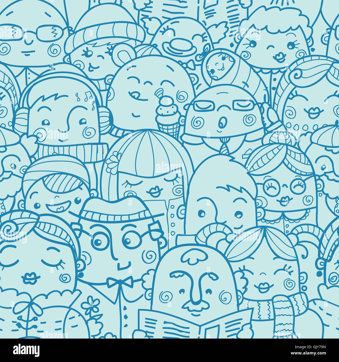 People in a crowd seamless pattern background Stock Vector