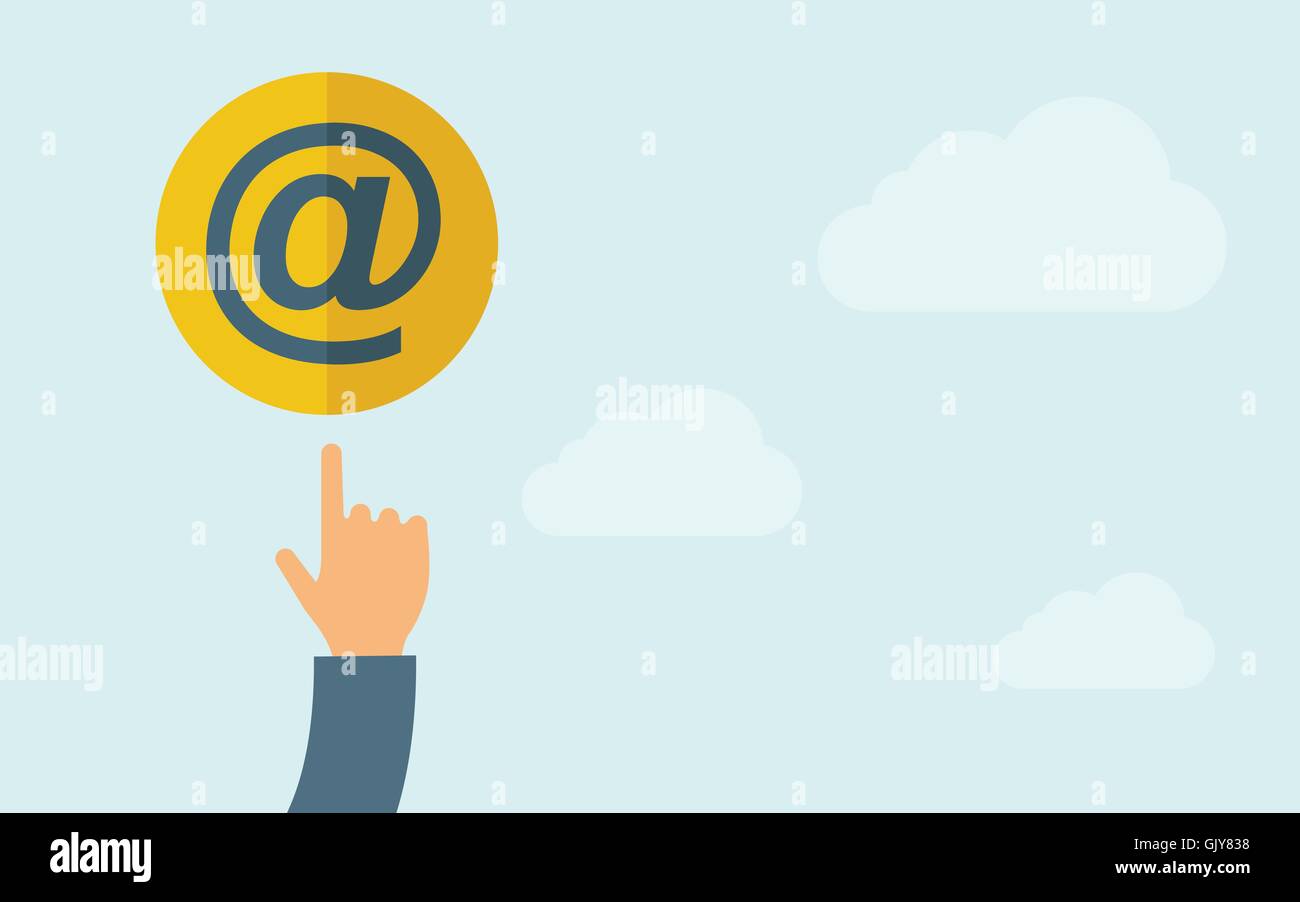 Hand pointing to Email icon Stock Vector