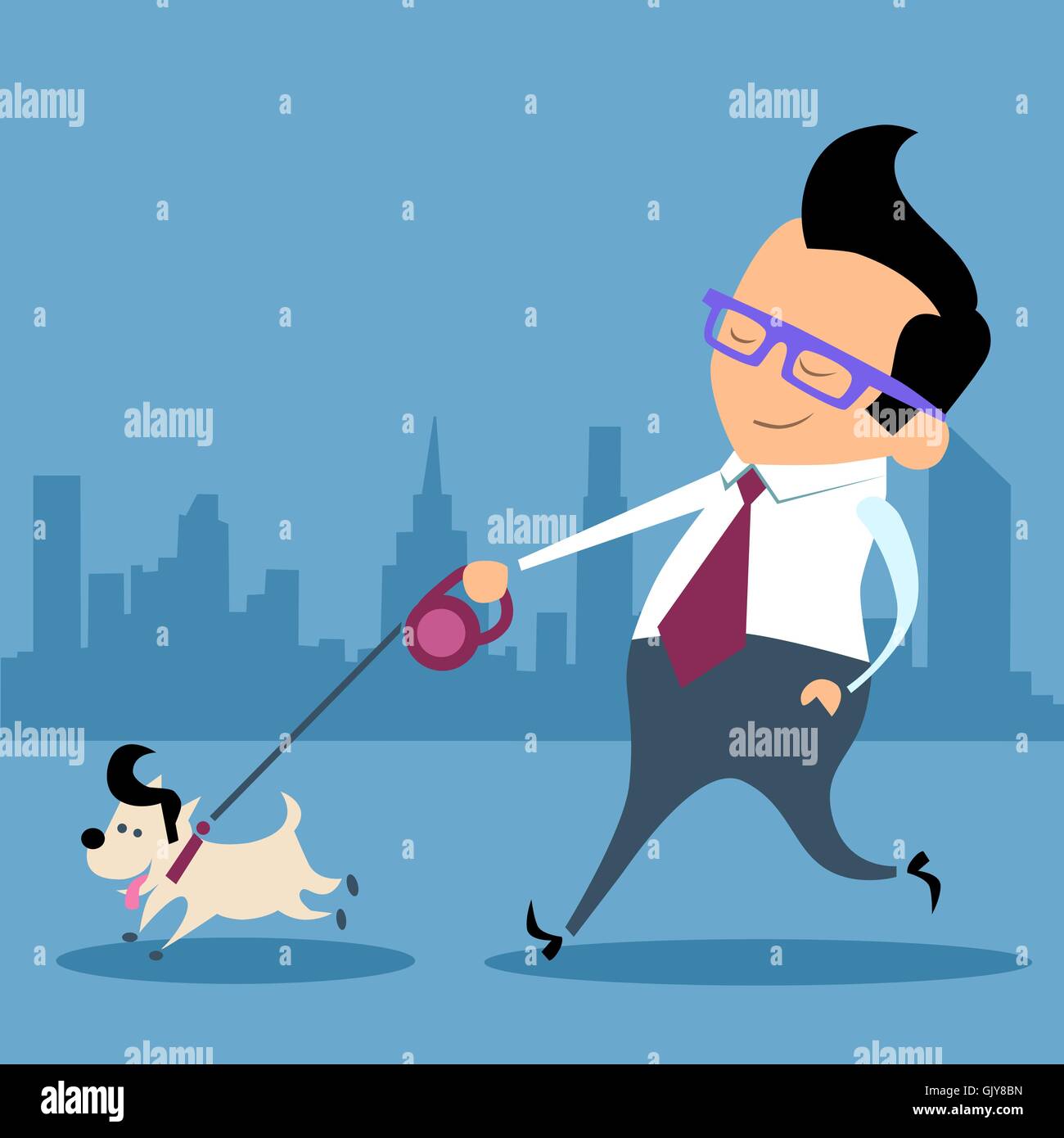Businessman dog walk office worker Stock Vector