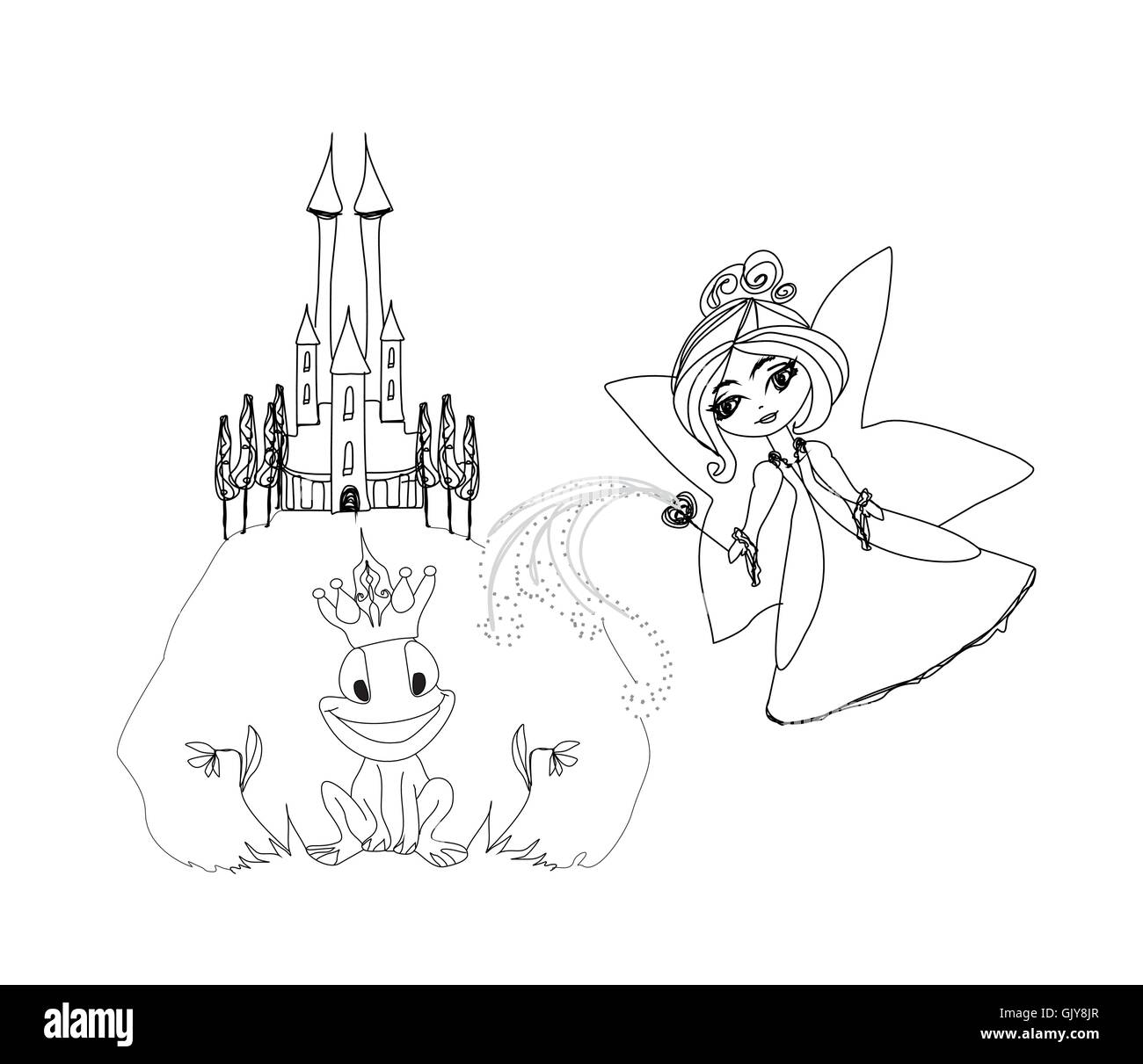 Frog Prince Cartoon Character and beautiful fairy Stock Vector Image ...
