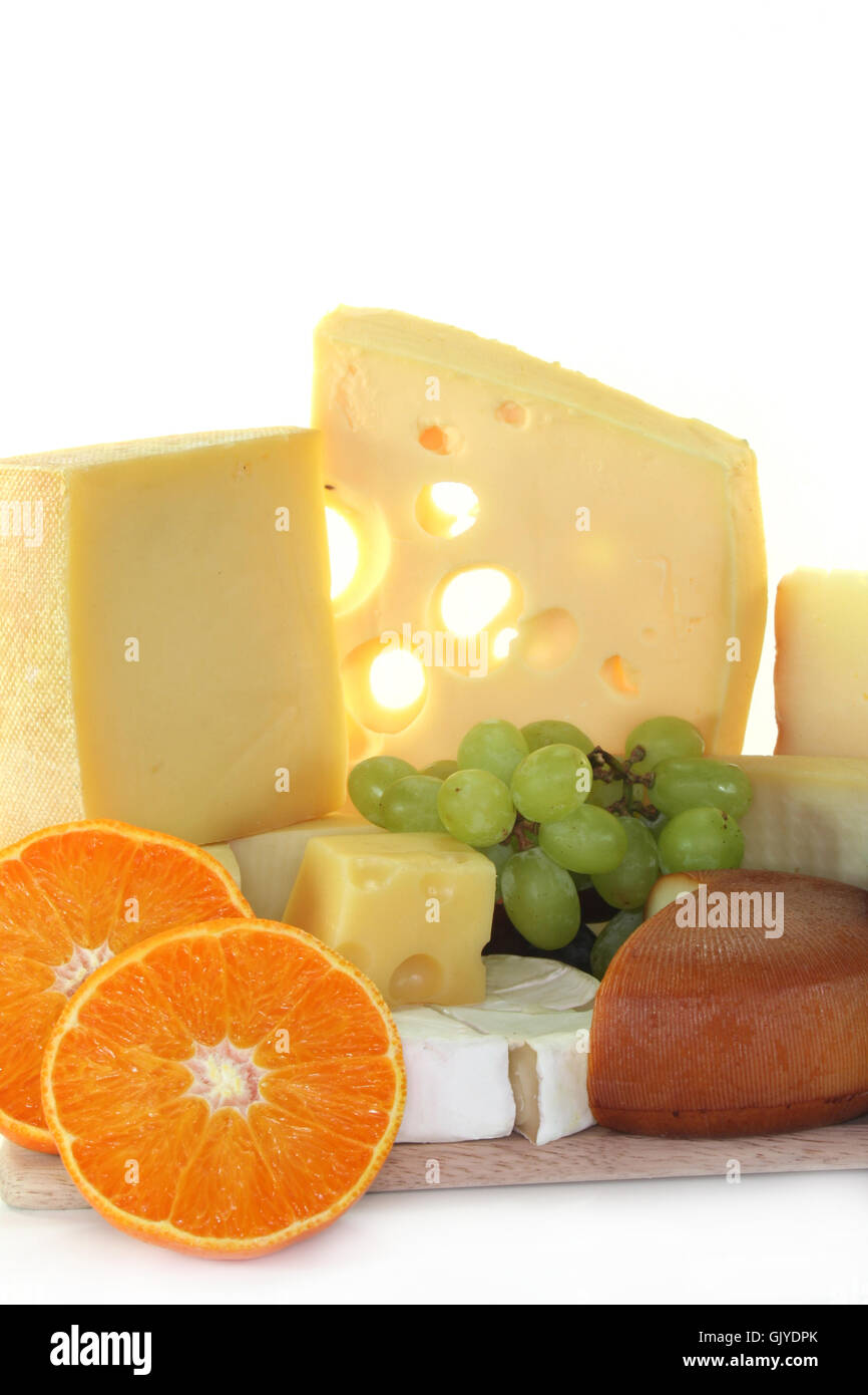 grapes cheese orange Stock Photo