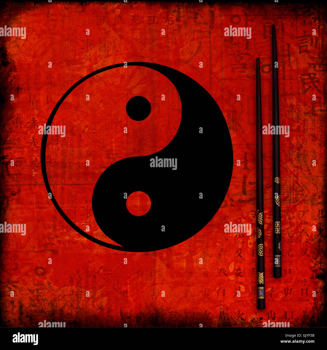 collage ying yang Stock Photo