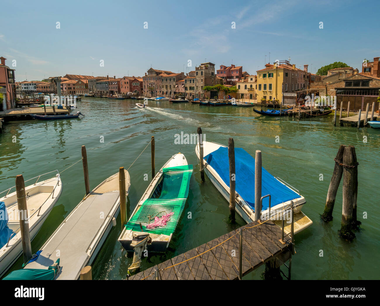 View of the Canale di San Pietro from Ponte di Quintavalle. Venice. Italy. Stock Photo