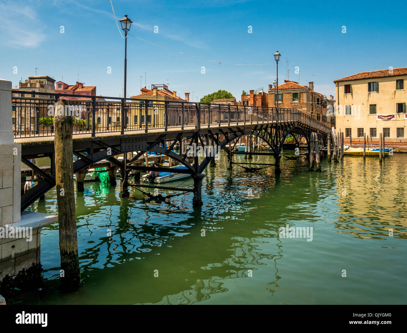 Ponte di Quintavalle crossing the Canale di San Pietro, Venice. Italy. Stock Photo