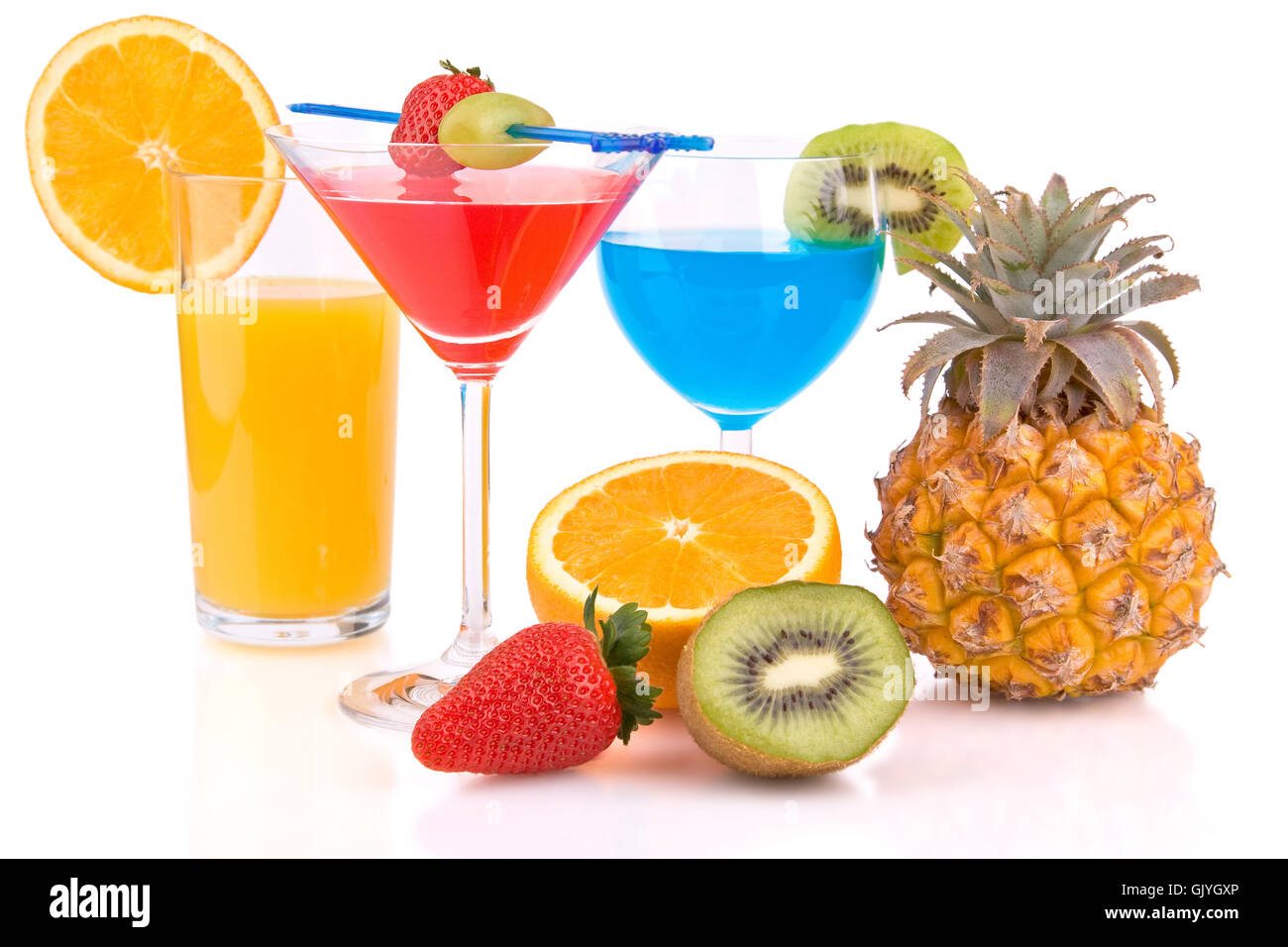 colored cocktails with fruits Stock Photo