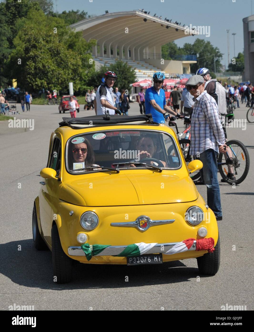 Car enthusiasts take part in the Fiat 500 Rally in Segrate  Featuring: Atmosphere Where: Segrate, Italy When: 22 May 2016 Credit: IPA/WENN.com  **Only available for publication in UK, USA, Germany, Austria, Switzerland** Stock Photo