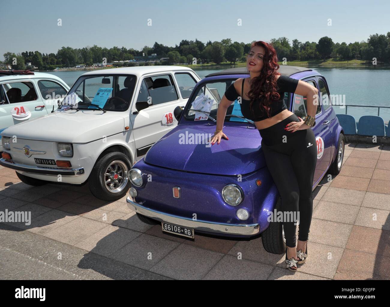 Car enthusiasts take part in the Fiat 500 Rally in Segrate  Featuring: Atmosphere Where: Segrate, Italy When: 22 May 2016 Credit: IPA/WENN.com  **Only available for publication in UK, USA, Germany, Austria, Switzerland** Stock Photo