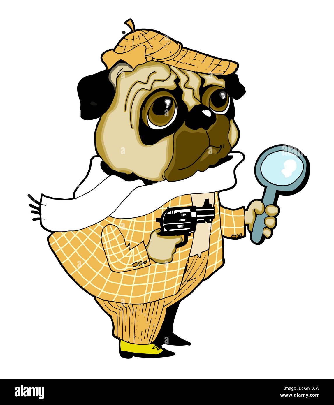 dog magnifier criminal Stock Photo