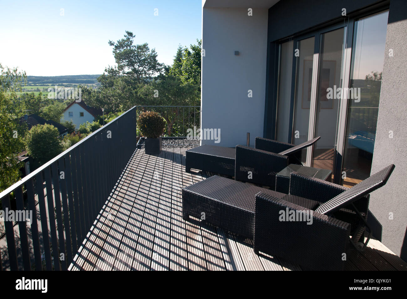 balcony with deck chairs Stock Photo Alamy