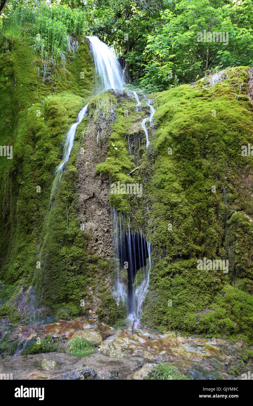 green stream waterfall Stock Photo