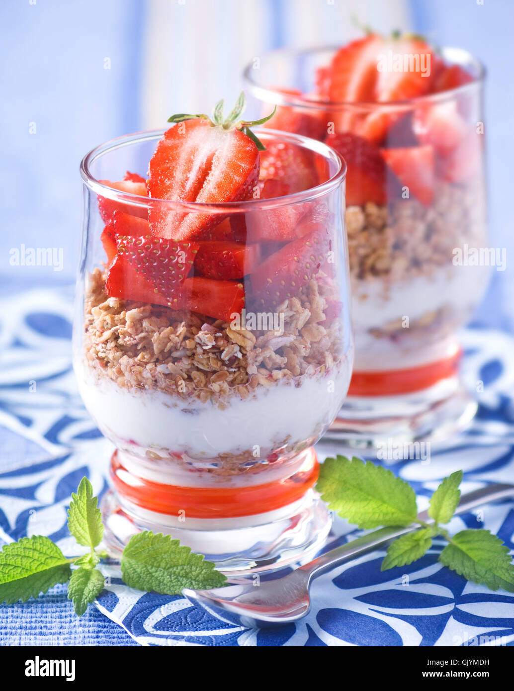 strawberry yogurt dessert Stock Photo Alamy