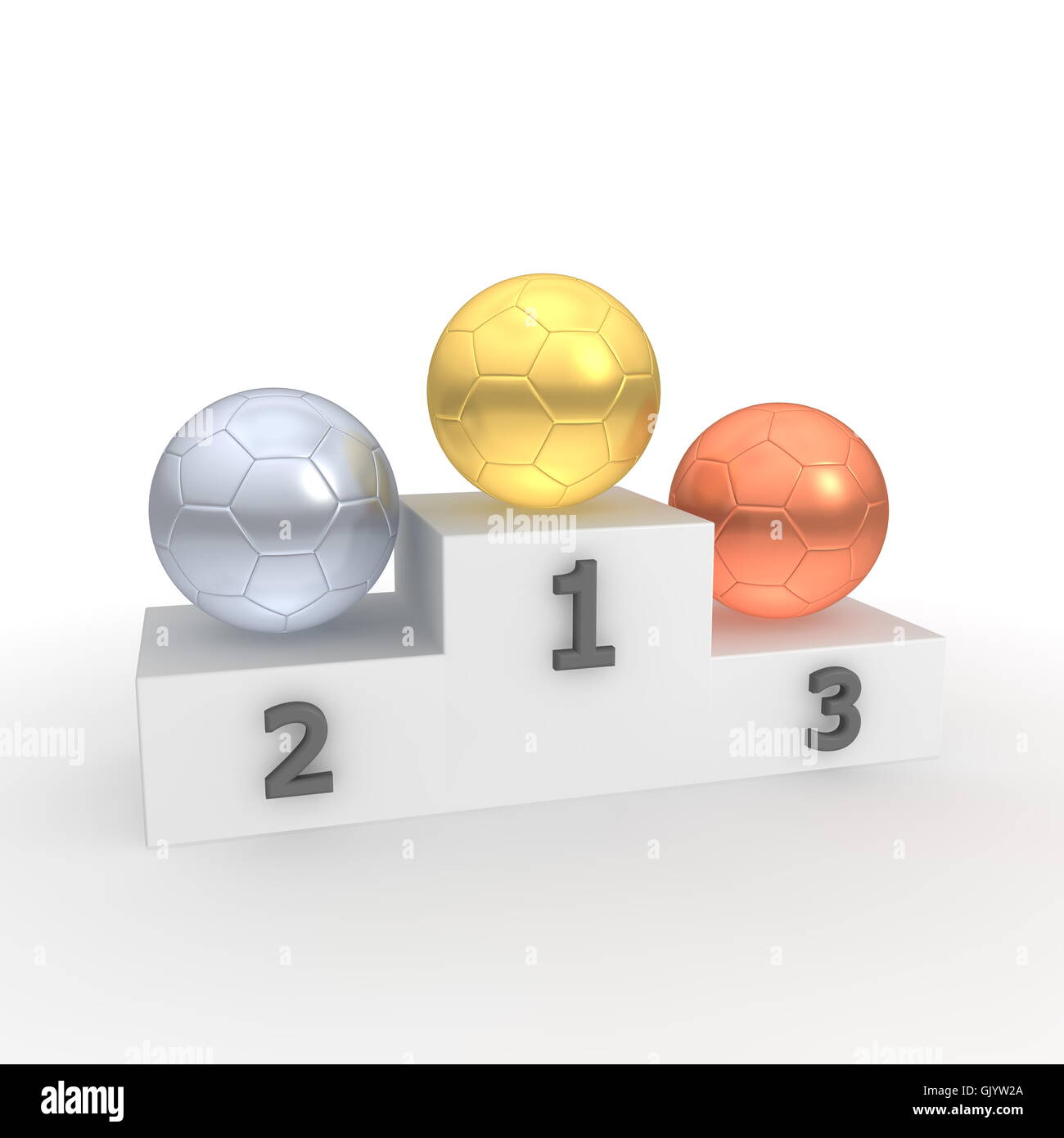 Victory Podium - Classic Balls - Gold, Silver, Bronze Stock Photo