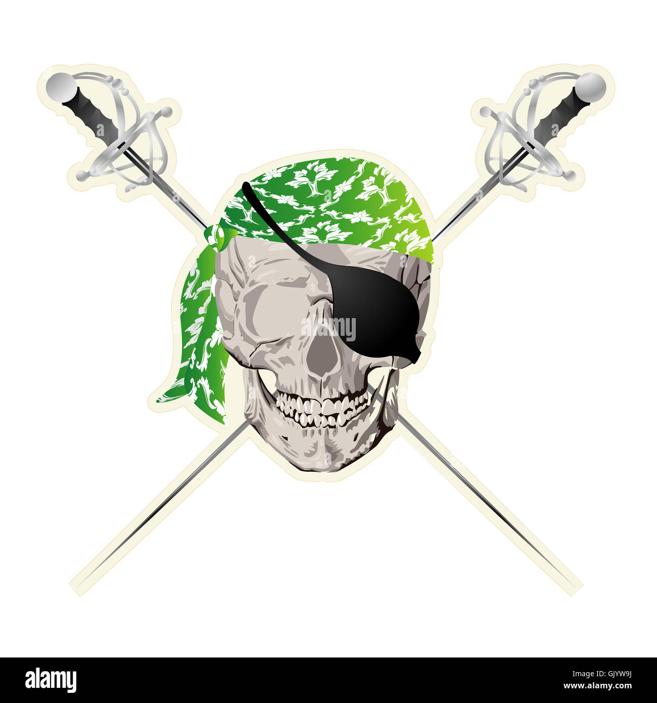 Pirate skull sticker Stock Photo