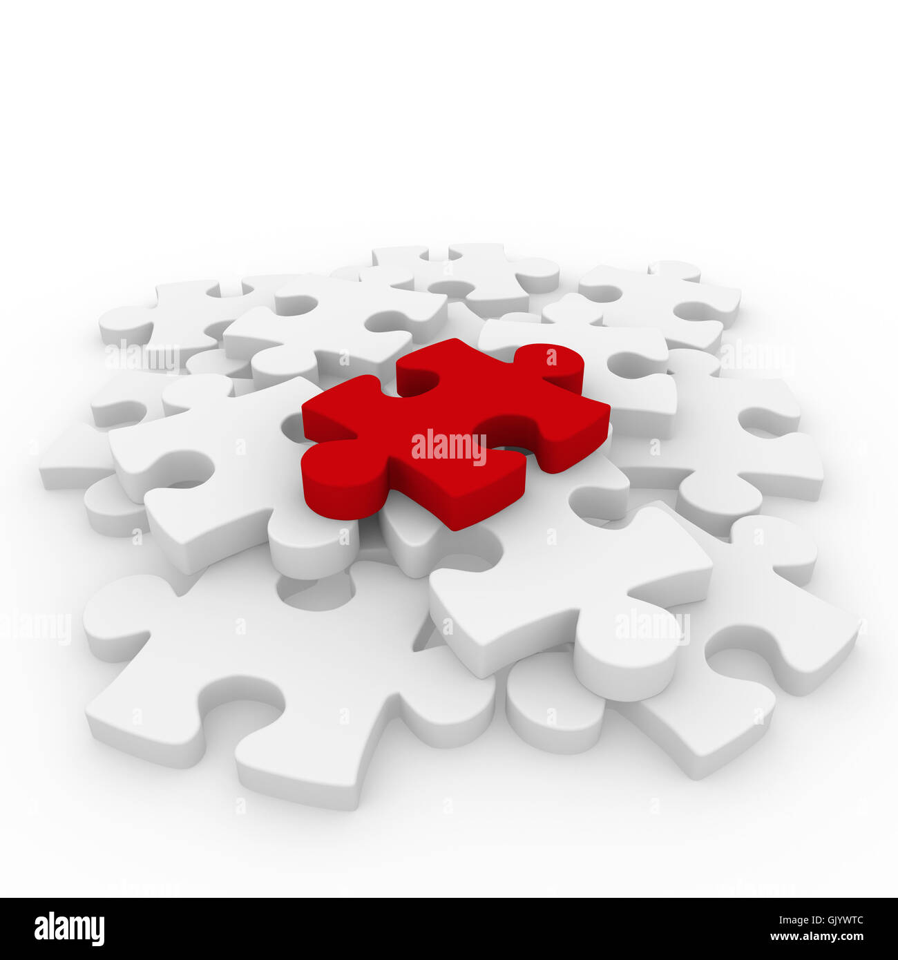 3d puzzle red white Stock Photo
