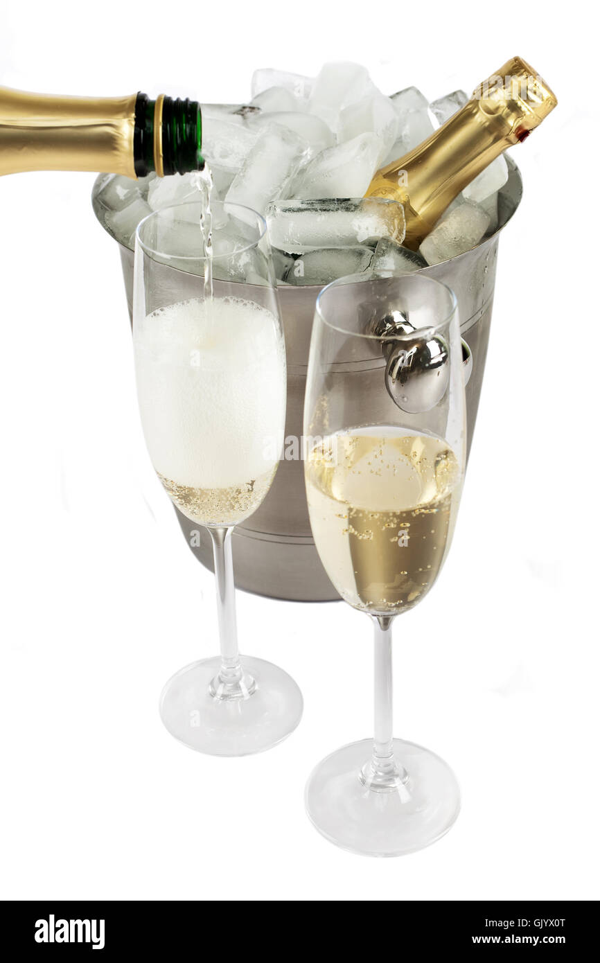 champagne keeps geku with ice Stock Photo