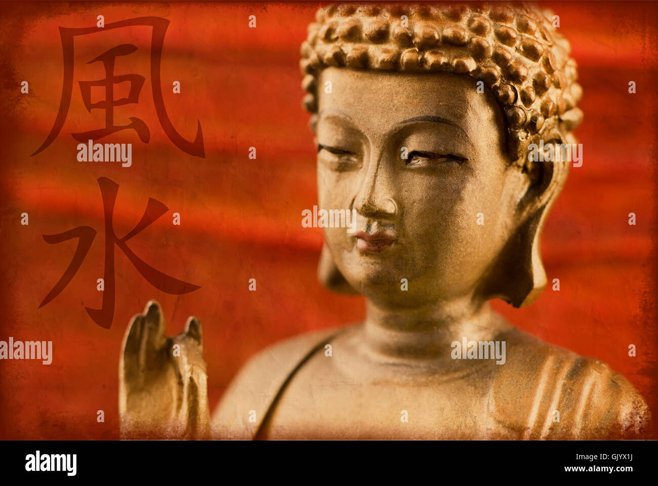buddha chinese characters feng shui Stock Photo Alamy