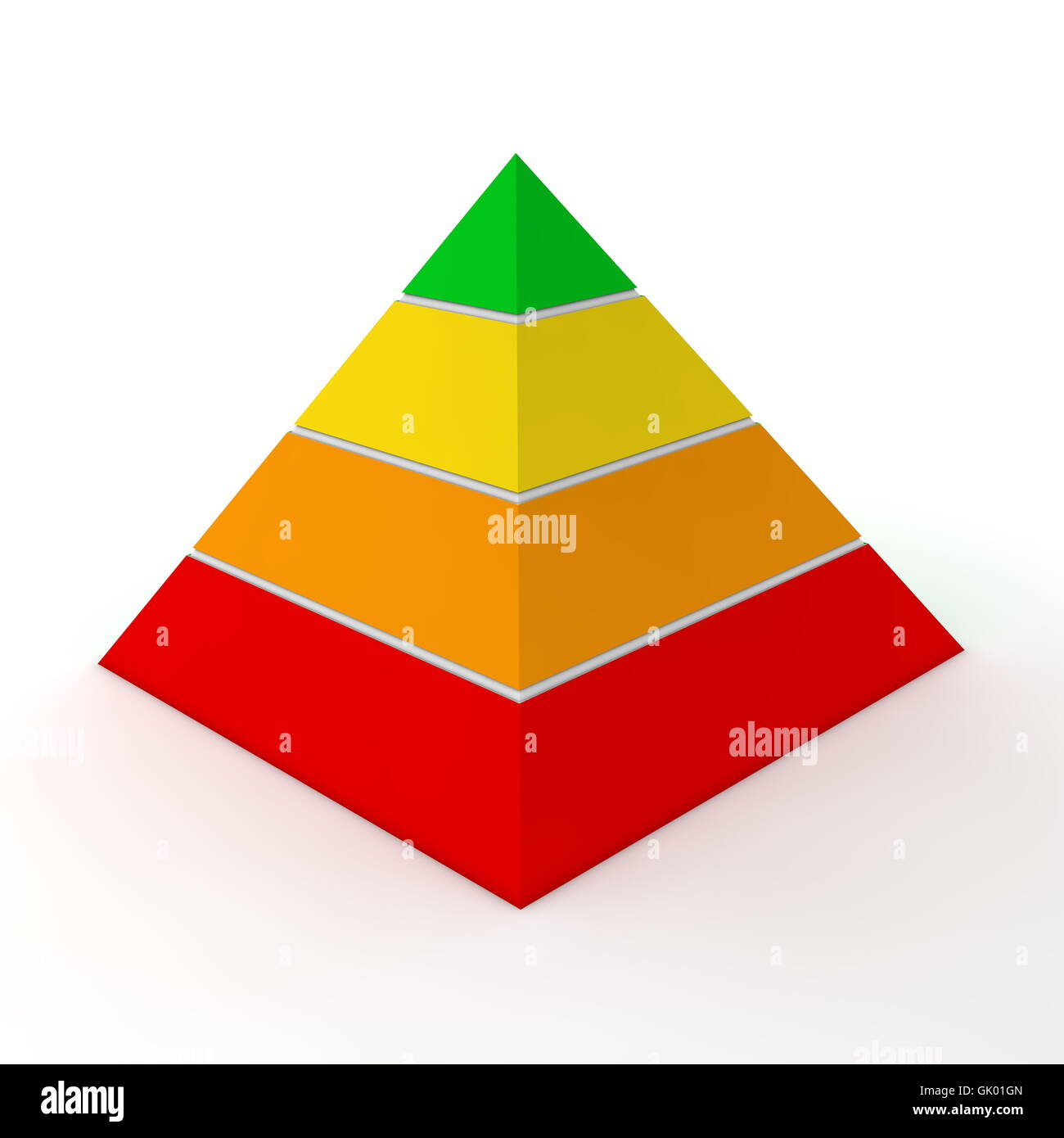 Multicolour Pyramid Chart - Four Levels Stock Photo