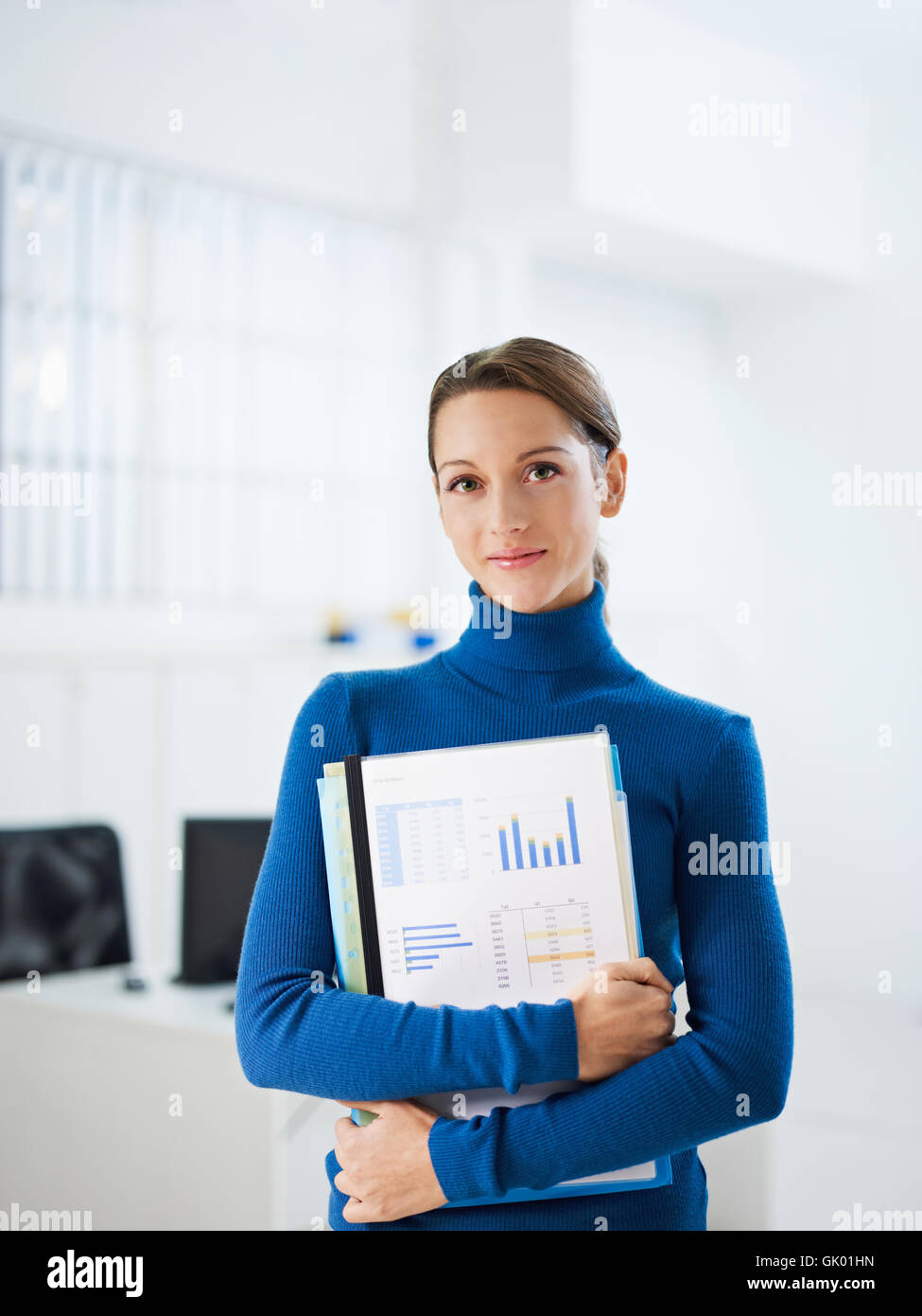 woman office laugh Stock Photo