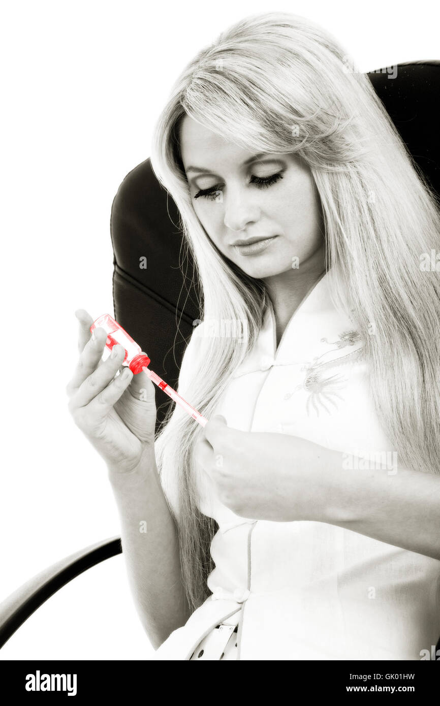 girl with syringe Stock Photo Alamy