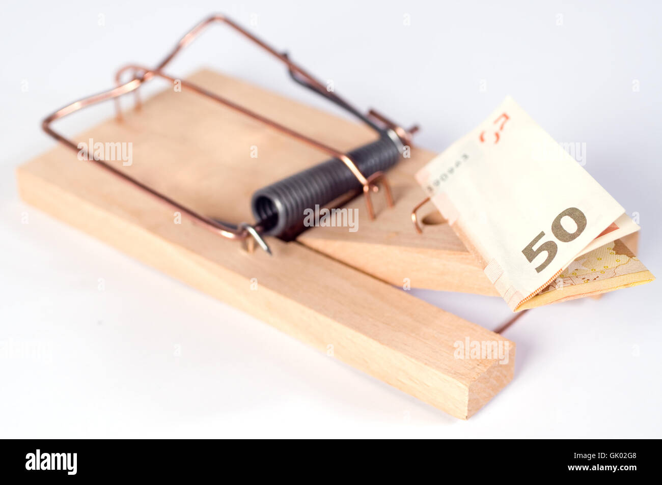 mousetrap with euro note Stock Photo