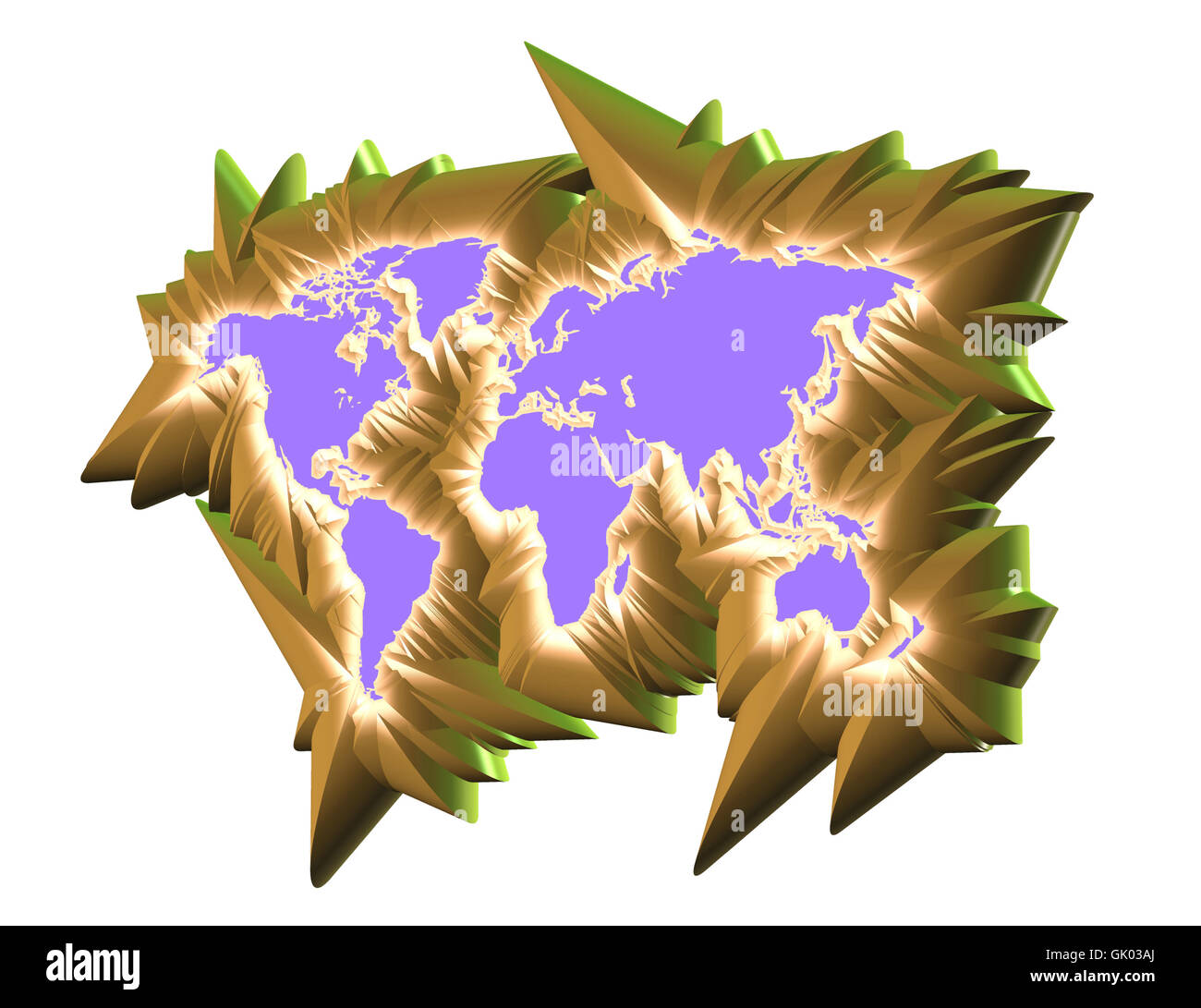 3D Map continent Stock Photo