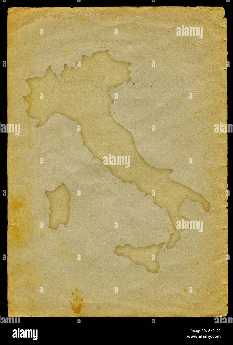 Italy map on old paper Stock Photo