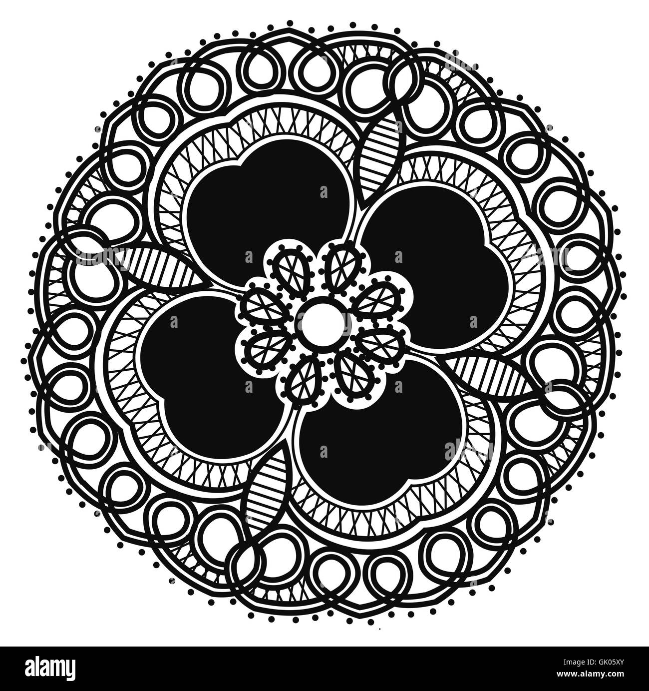 Circle flower frame Black and White Stock Photos & Images - Alamy