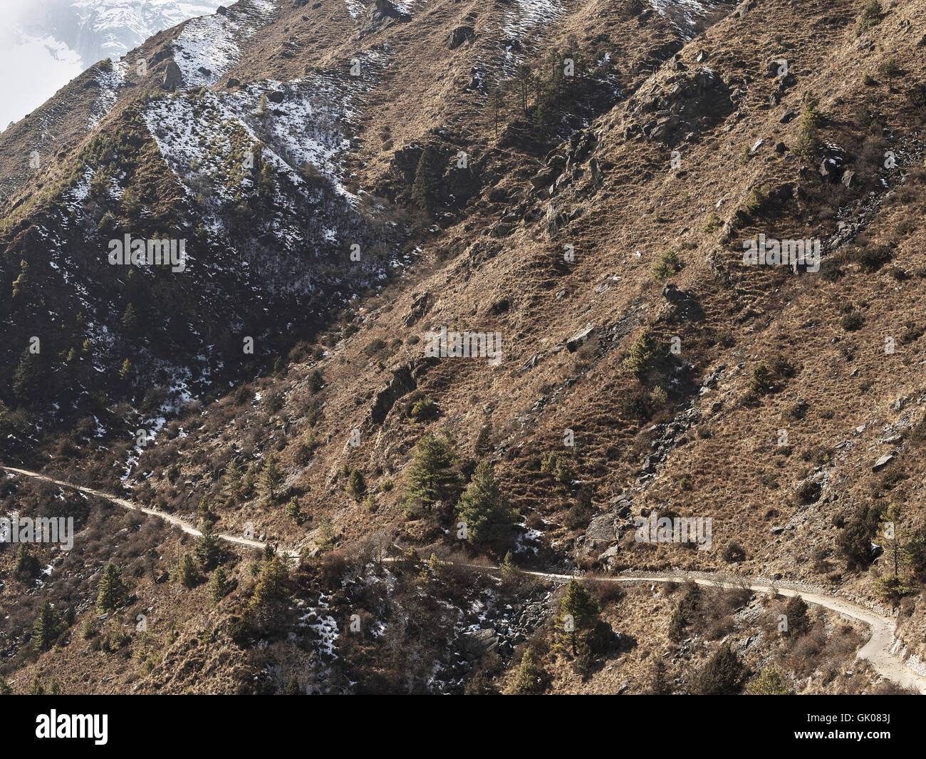Path in the Himalayas near Namche, Nepal Stock Photo