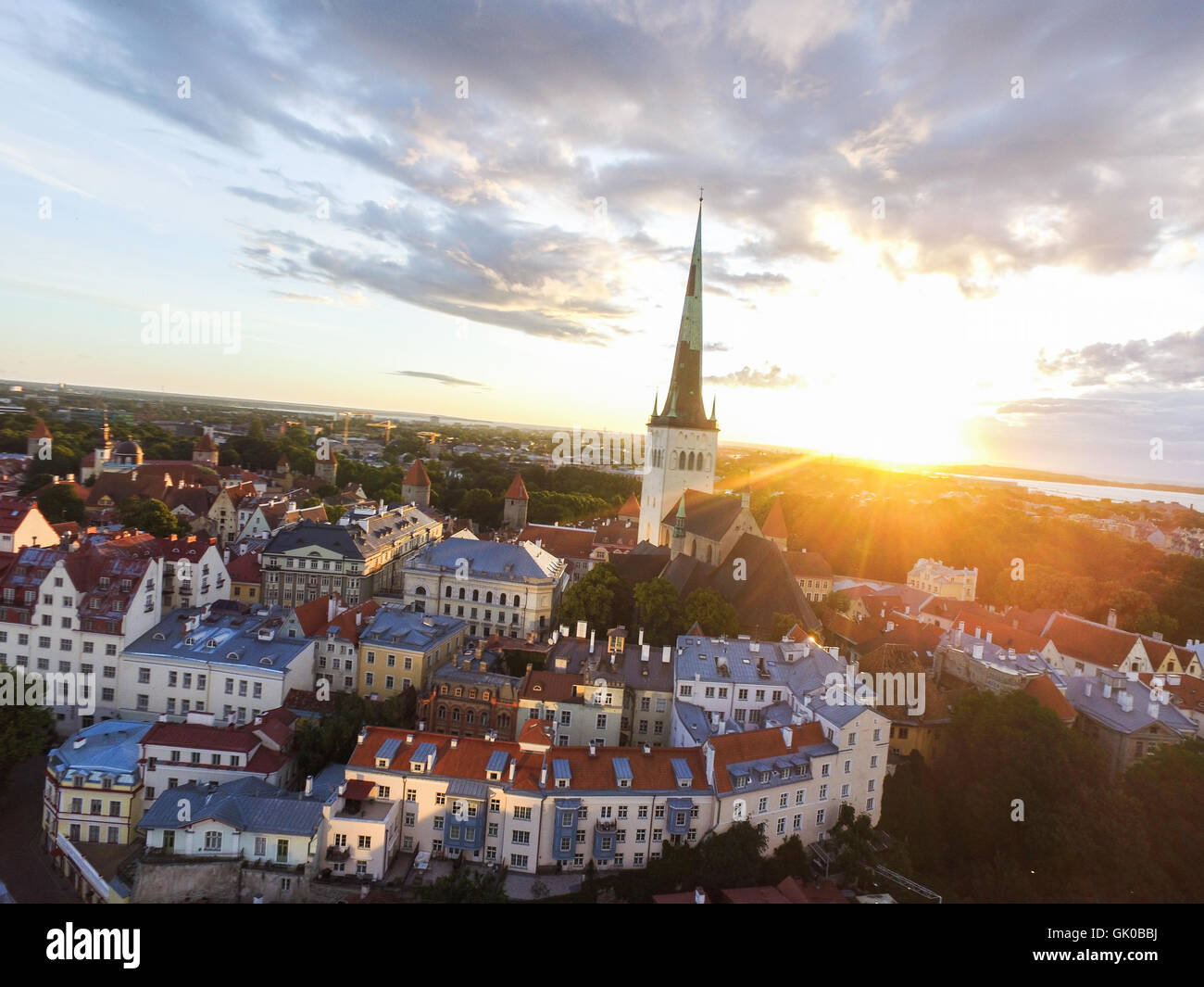 Aerial view of old town at sunset hi-res stock photography and images ...